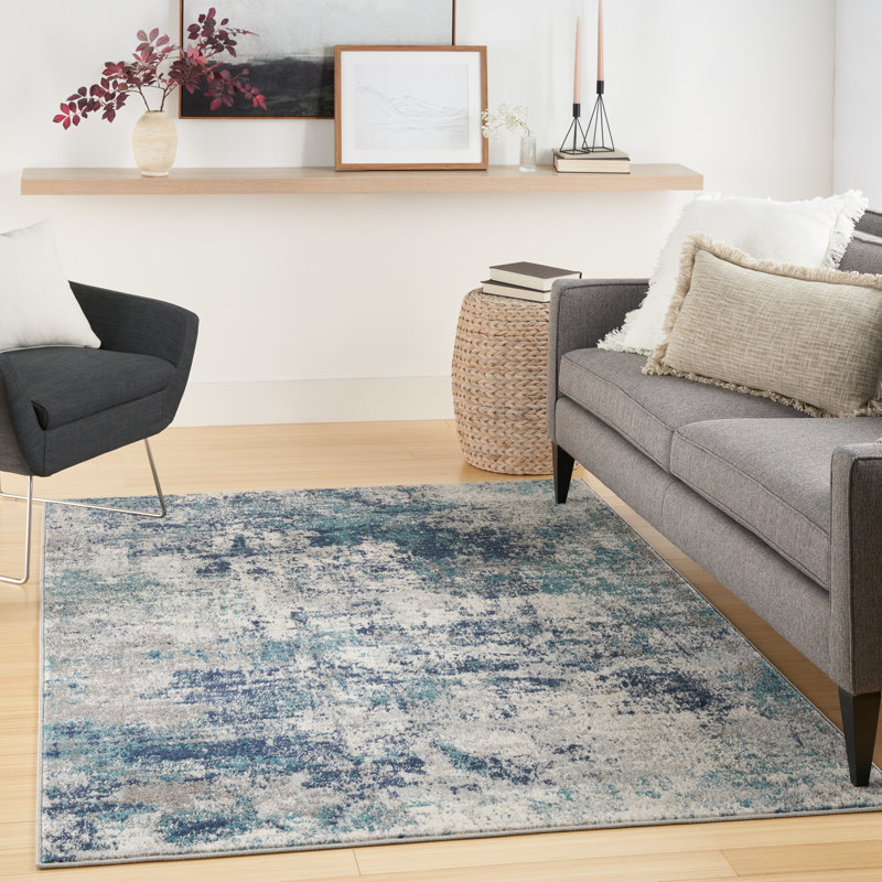 7' Blue Slate Traditional Machine Woven Polypropylene Area Rug main image 0